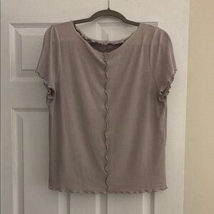 Abercrombie & Fitch Taupe Ruffle Tee